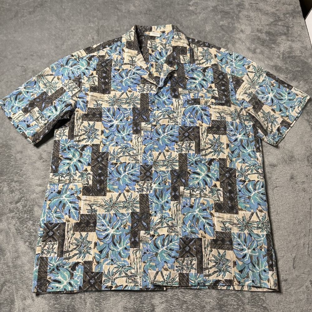 Vintage Royal Creations Hawaiian Aloha Shirt‎ Mens Large 80s Made Hawaii Blue